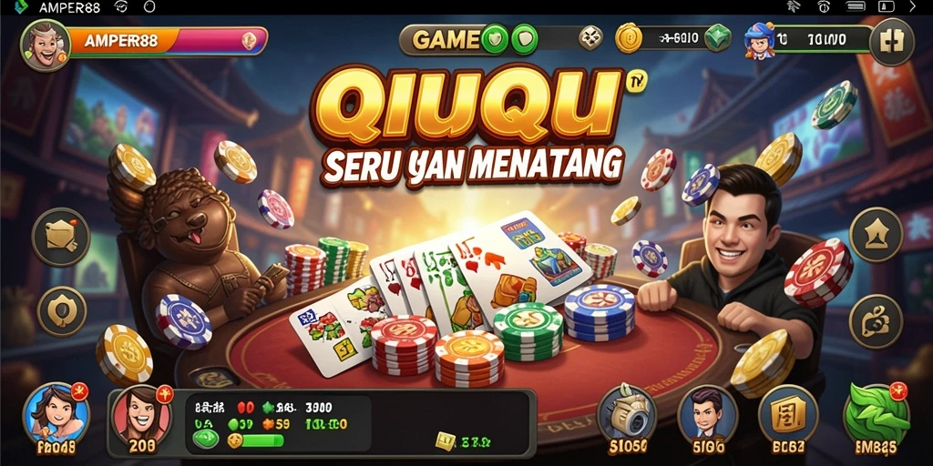 Tampilan menarik dari gameplay QiuQiu AMPER88.
