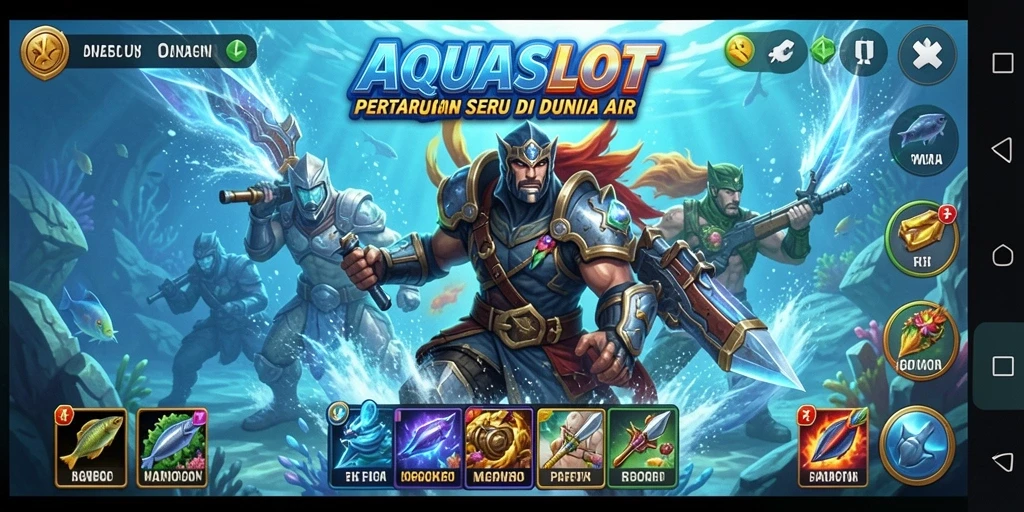 Tampilan pertarungan di bawah air di AQUASLOT yang menegangkan.