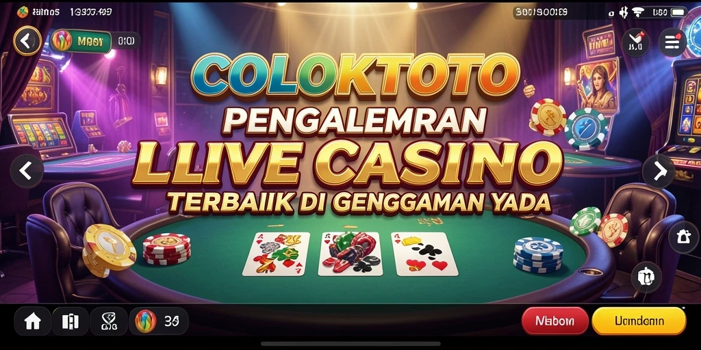 Screenshot utama COLOKTOTO menampilkan dealer dan meja permainan Live Casino.