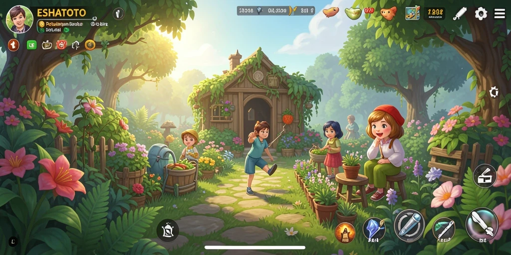 Gameplay seru ESHATOTO dengan kebun yang subur.