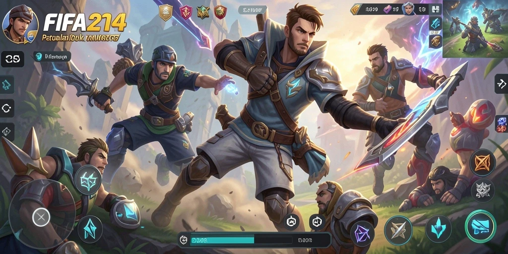 Screenshot gameplay FIFA234 menampilkan aksi pertarungan yang intens.