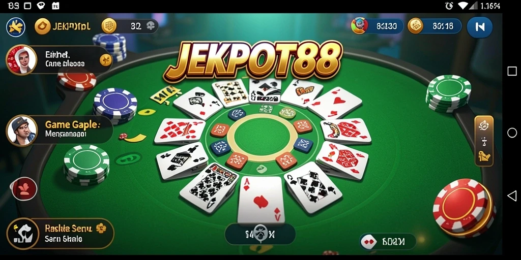 Tampilan gameplay seru dalam JEKPOT88 dengan berbagai fitur Gaple.