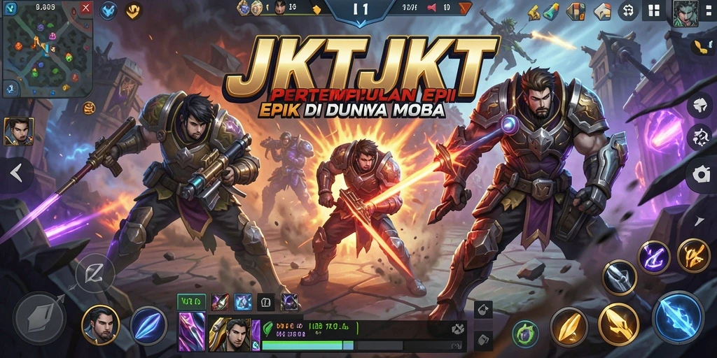 Screenshot gameplay JKTJKT yang menunjukkan aksi seru pertarungan hero.