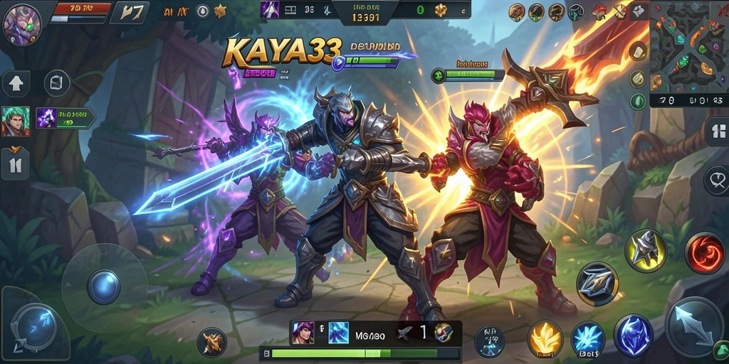 Screenshot menunjukkan aksi seru dalam pertarungan MOBA.
