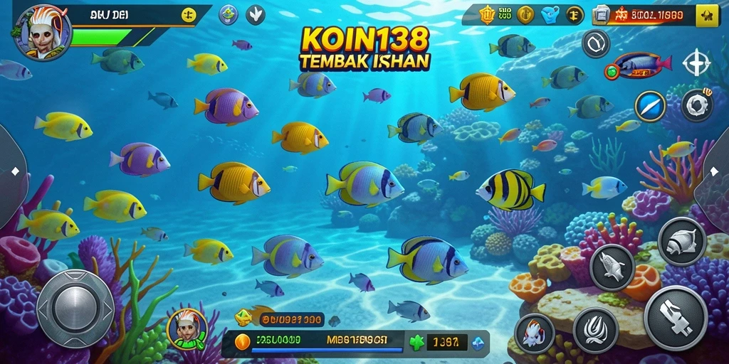 Tampilan gameplay KOIN138 dengan aksi tembak ikan yang mendebarkan.