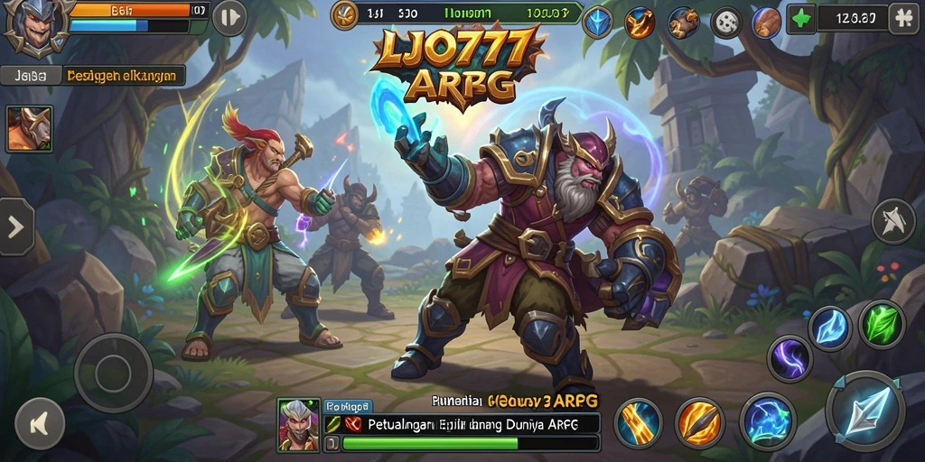 Screenshot LJO777 menampilkan aksi pertempuran seru di dunia ARPG.