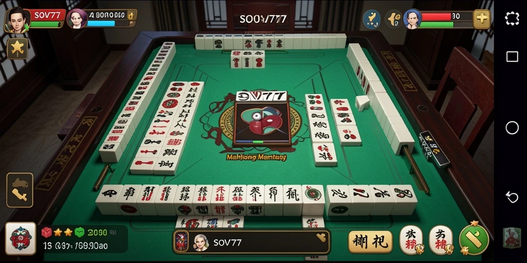 Tangkapan layar SOV777 menampilkan gameplay Mahjong yang mengasyikkan.