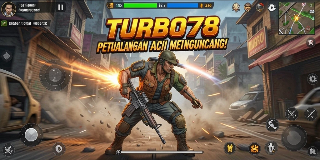 Tampilan mendebarkan dari gameplay <strong>TURBO78</strong> penuh aksi.